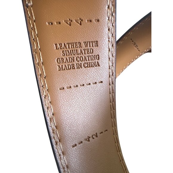 Mens Brown Leather Ratchet Belt Metal Buckle Adjustable size 44 - Picture 3 of 6